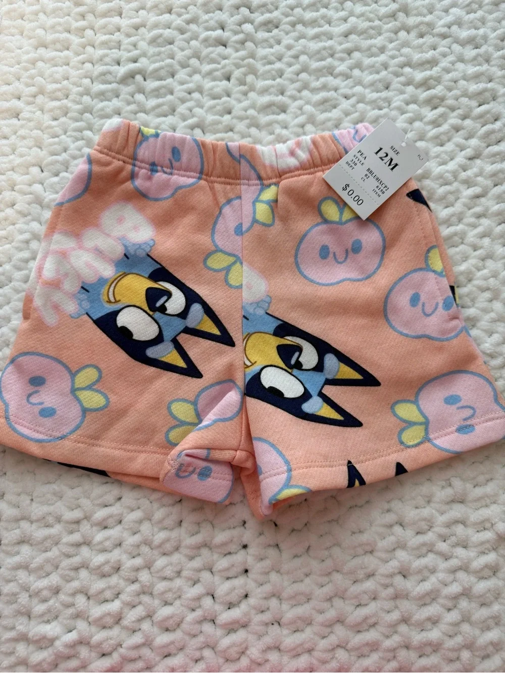 Girls' Peach Cartoon Print Pajama Top & Shorts Set